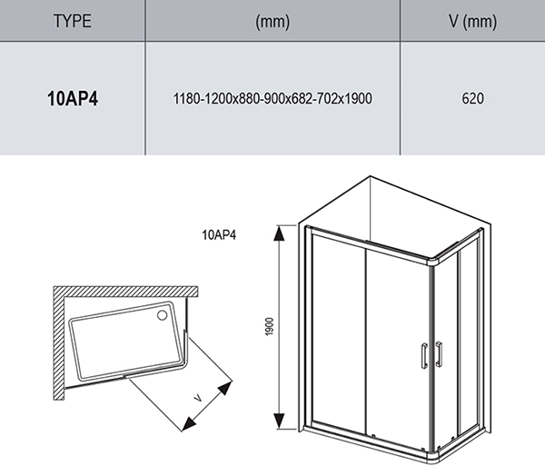 Cabine de douche 10° 10AP4