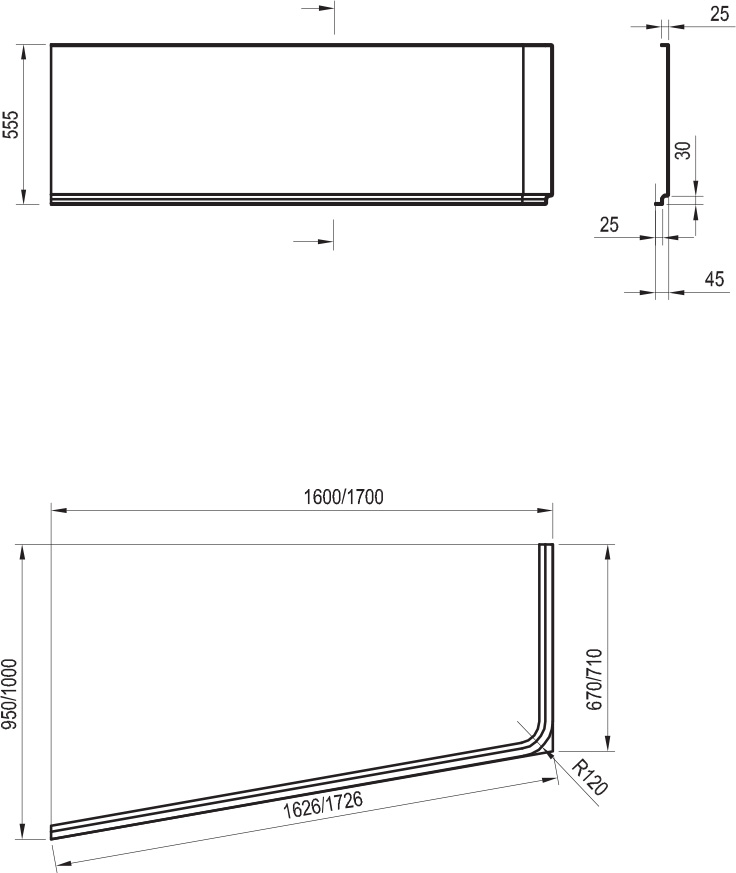 Panneau frontal 10° A 160 G/D