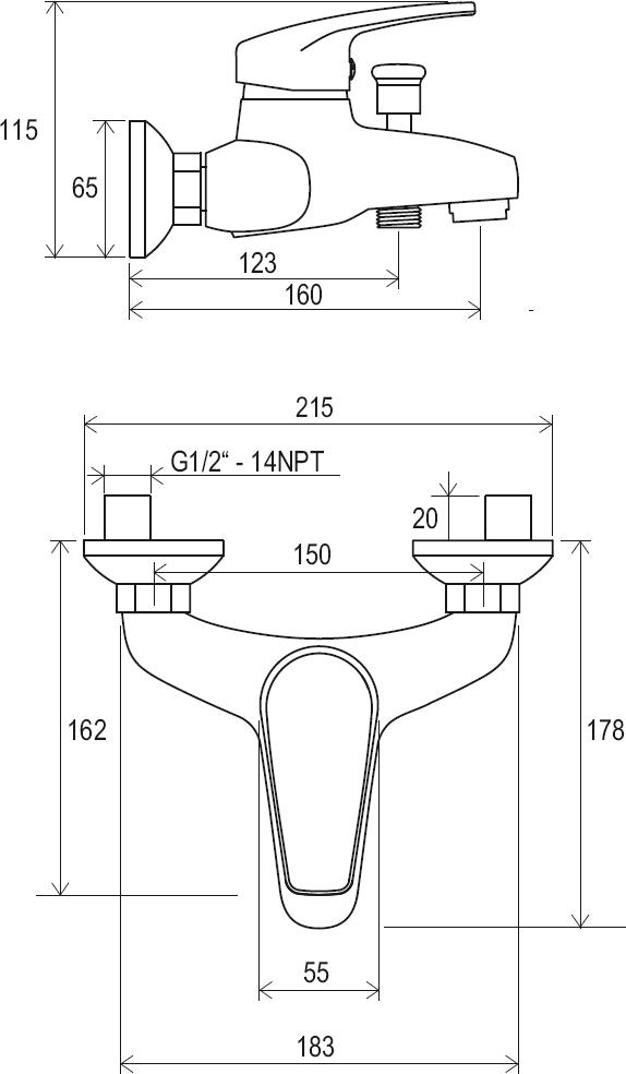 Robinet mural de baignoire Neo 150 mm