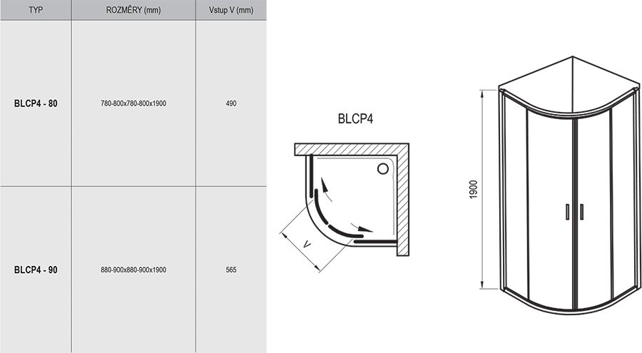 Cabine de douche Blix BLCP4 R550