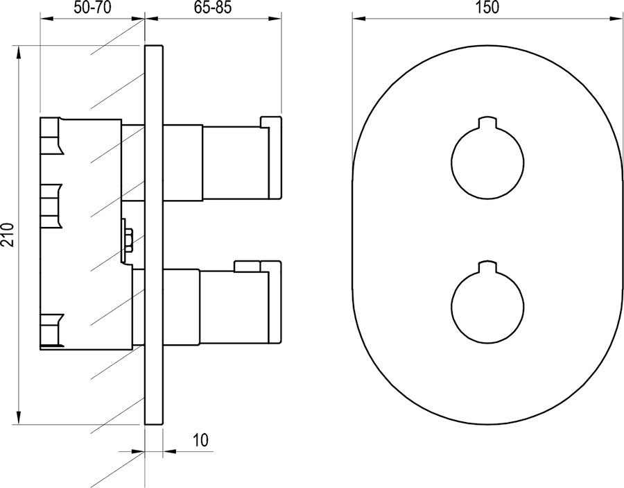 Mitigeur thermostatique encastrable Chrome - à trois voies pour R-box Multi