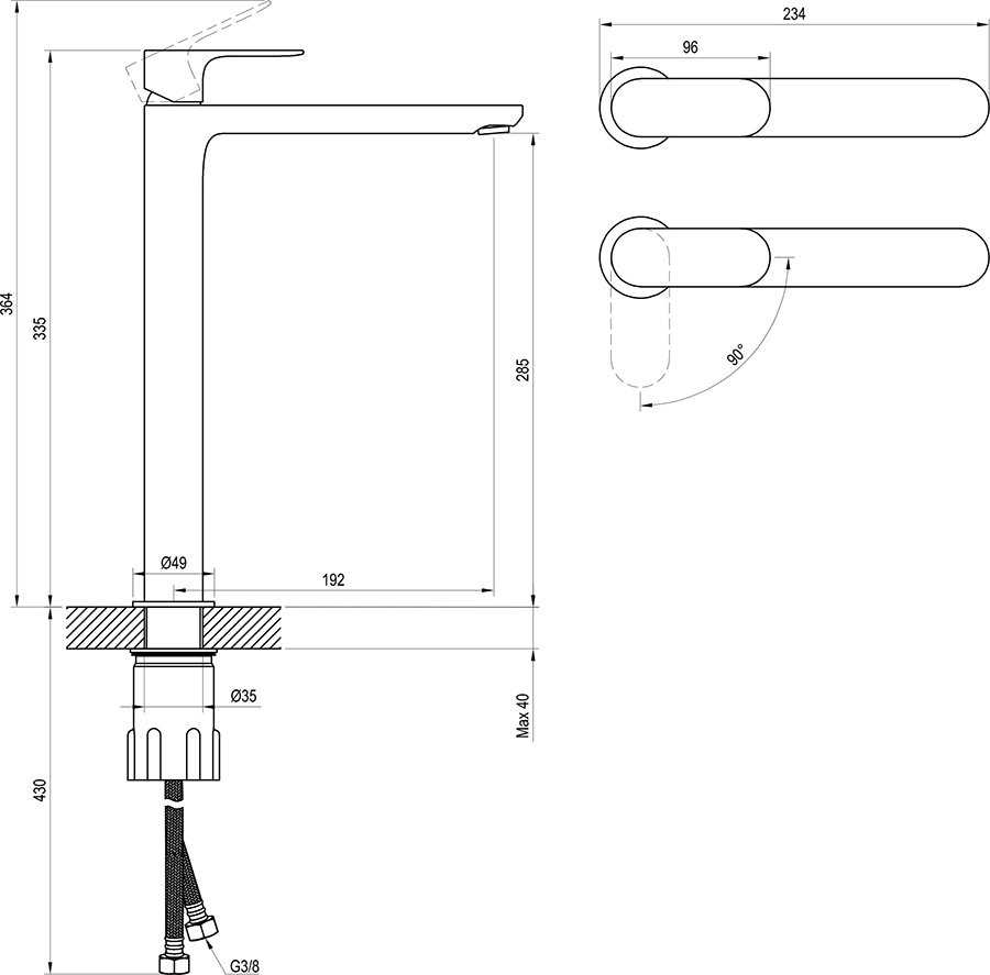 Mitigeur de vasque sur pied Eleganta BeCool EL 015.01