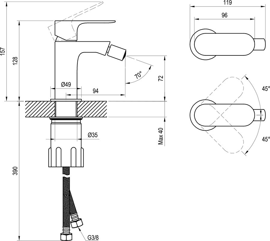 Mitigeur de bidet sur pied Eleganta EL 056.00
