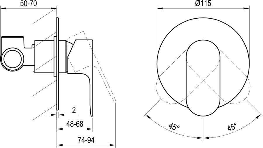 Mitigeur encastré Eleganta EL 062.00, sans inverseur
