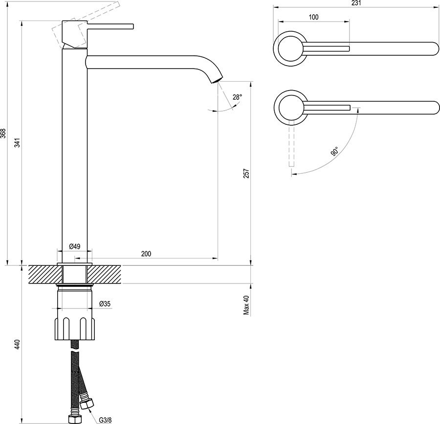 Mitigeur de vasque sur pied Espirit BeCool ES 015.01