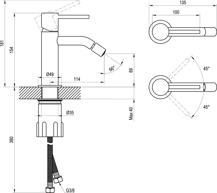 Mitigeur de bidet sur pied Espirit ES 056.00