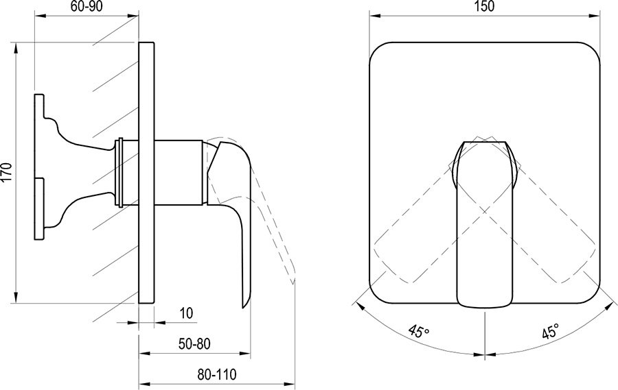 Mitigeur encastré Flat sans inverseur