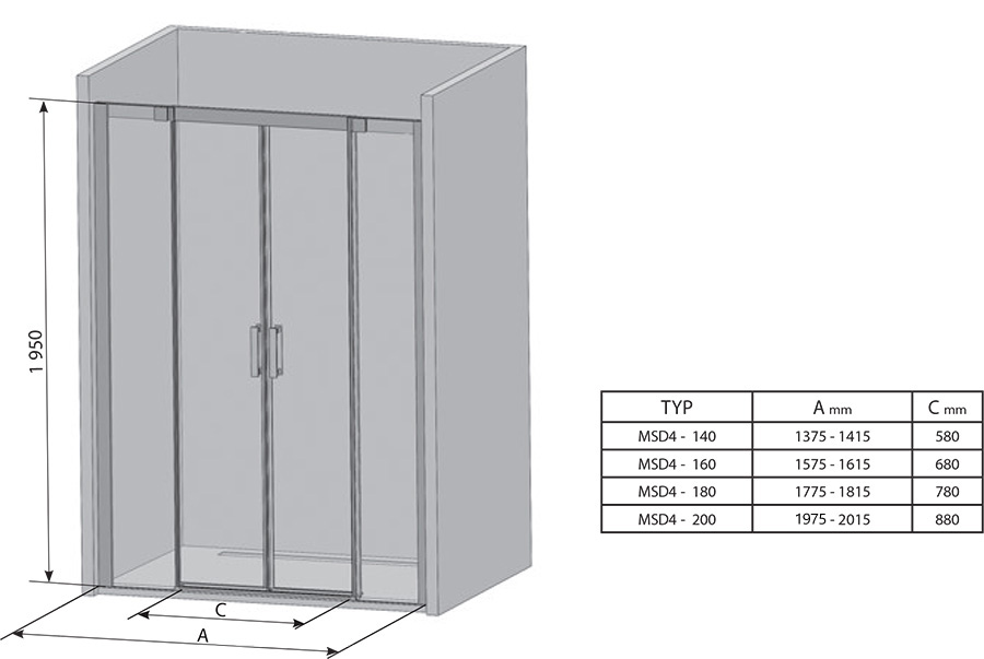 Porte de douche Matrix MSD4