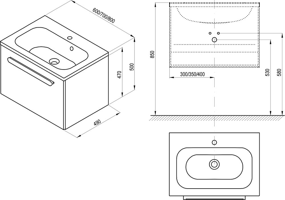 Armoire sous le lavabo SD 600/700/800