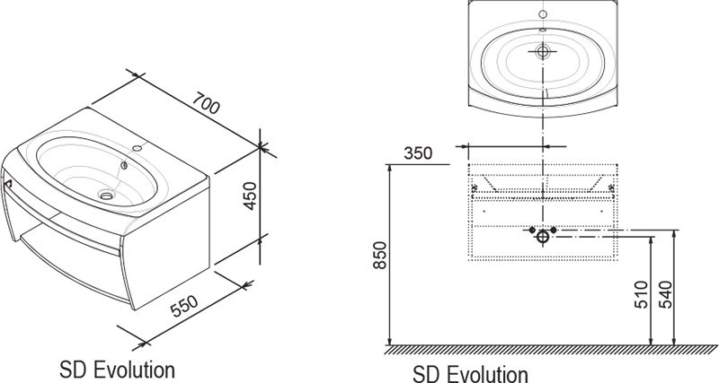 Armoire sous lavabo SD Evolution avec barre