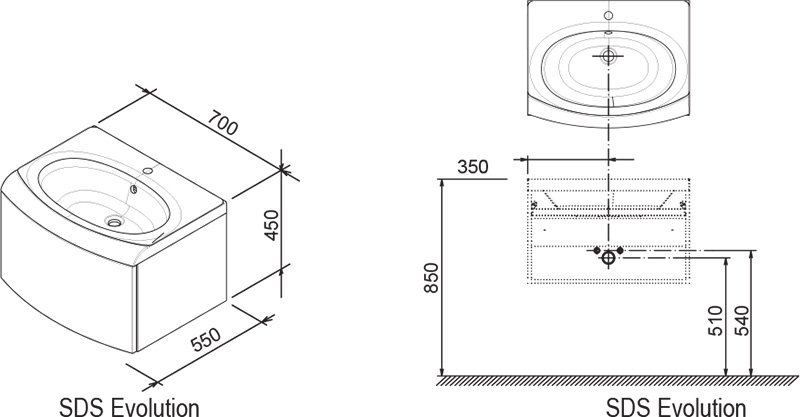 Armoire sous lavabo SDS Evolution avec tiroir