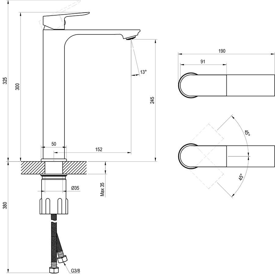 Mitigeur de vasque Plan PN 015.00