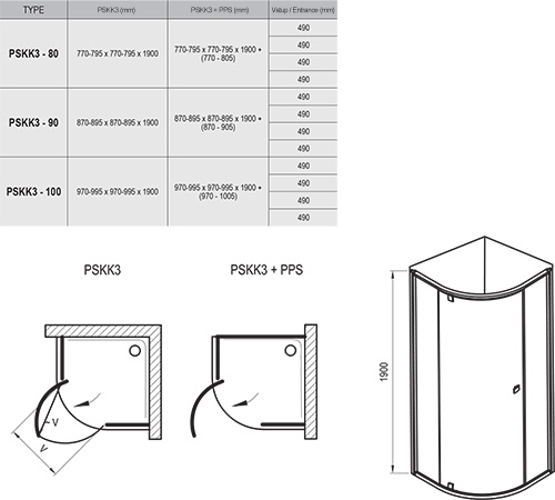 Cabine de douche Pivot PSKK3