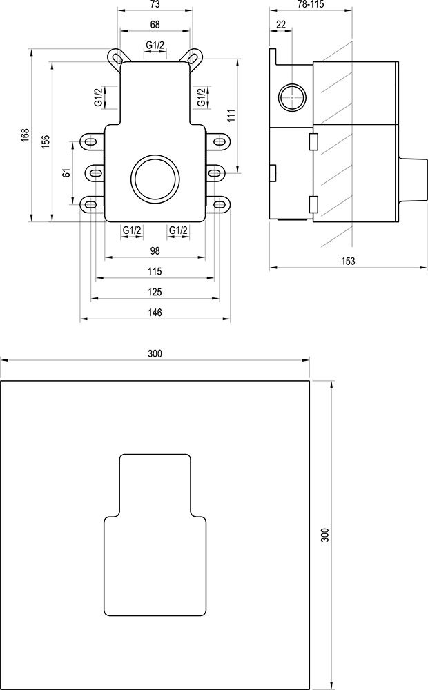 R-box Termo, corps de base pour mitigeurs thermostatiques encastrés