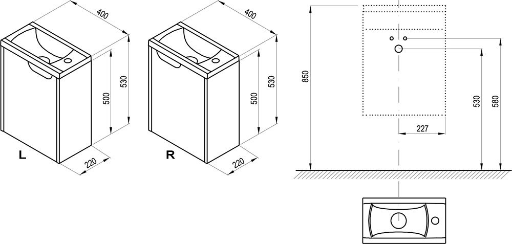 Armoire sous petit lavabo SD Classic II 400