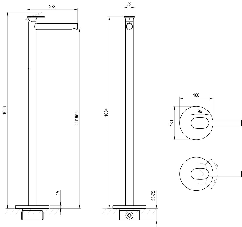 Colonne mitigeur pour vasque Spring SG 180