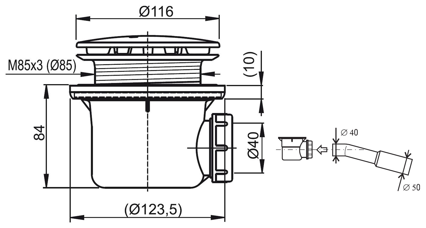 Siphon de receveur noir RAVAK Professional 90