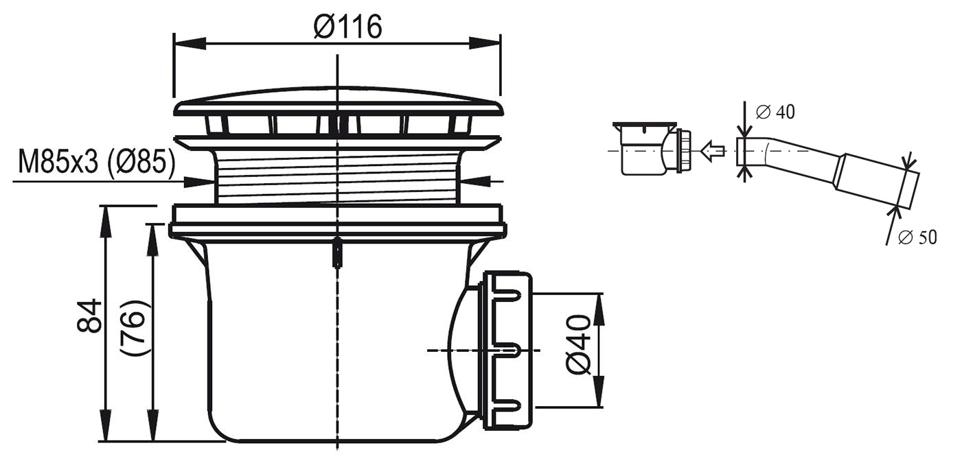 Siphon de receveur RAVAK Standard 90