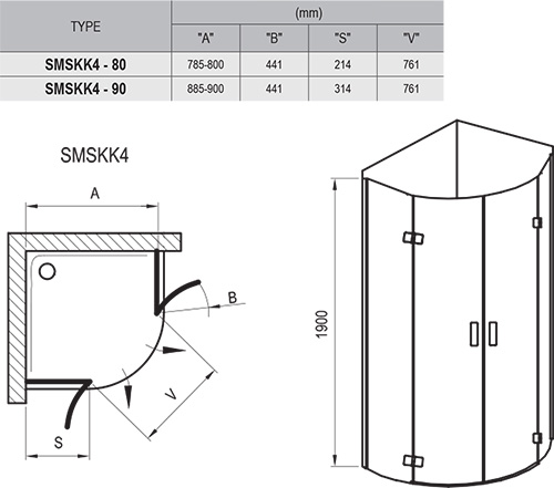 Cabine de douche SmartLine SMSKK4