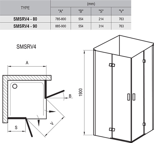 Cabine de douche SmartLine SMSRV4