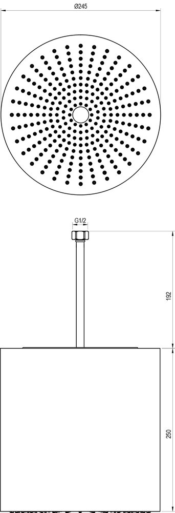 Douche de tête au plafond, cylindre