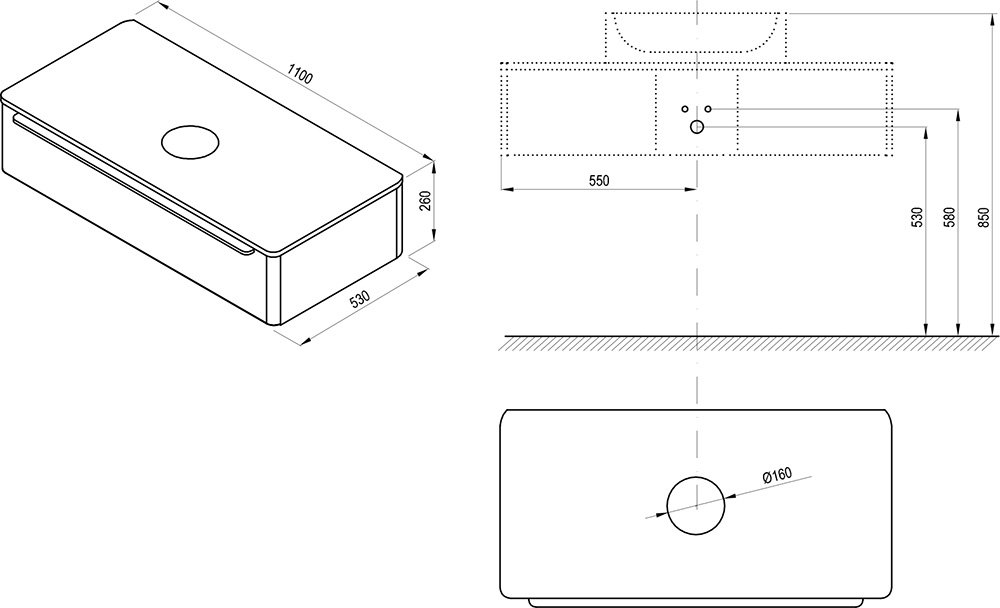 Armoire sous lavabo sur une plaque