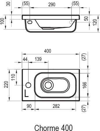 Petit lavabo Chrome 400