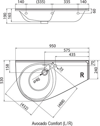 Lavabo Avocado Comfort